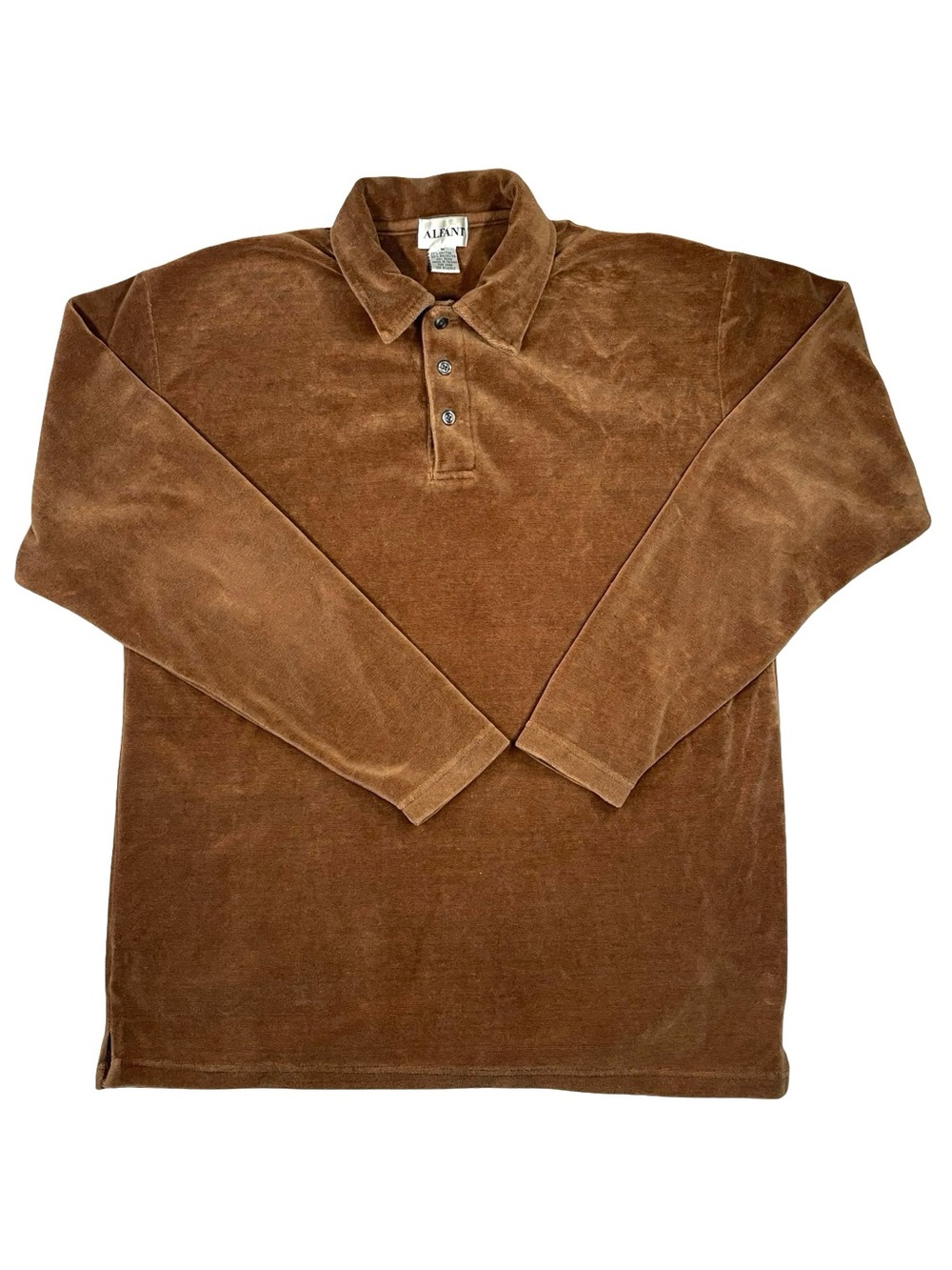 Vintage Alfani Velour Long Sleeve Polo Shirt Mens Medium